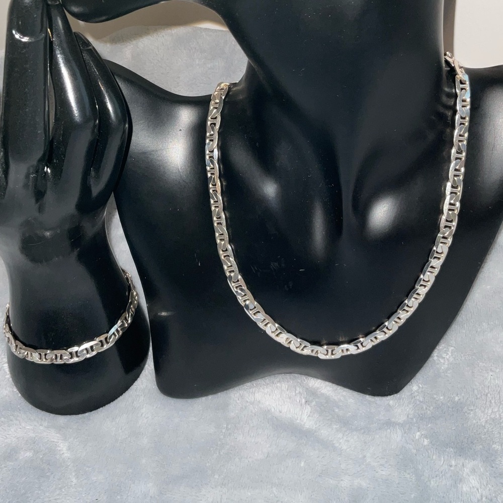 Italy 925 Necklace + Bracelet Set 47g tw